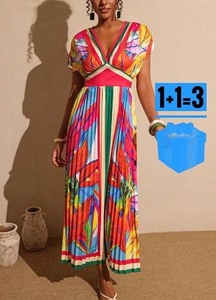 Плісірована довга сукня в принт shein xl