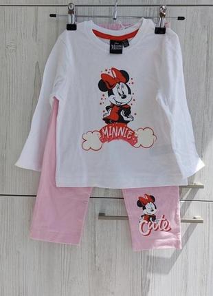 Брендова бавовняна піжама disney з мінні кофта і штани для дівчинки 1,5-2р
