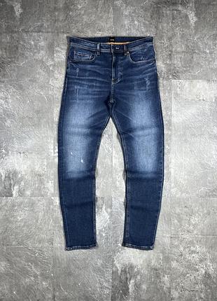 Чоловічі джинси boss hugo boss taber tapered fit босс хуго босс заужені сині оригінальні штани брюки стрейч w32 l34