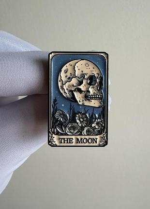 Пін значок металевий брошка череп «карта таро місяць (the moon) зі черепом»