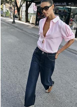 Нові темно-сині джинси barrel лінійки zw collection zara поточна колекція