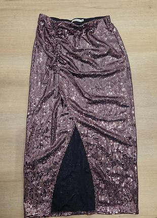 Юбка с пайетками, stradivarius, m, новая