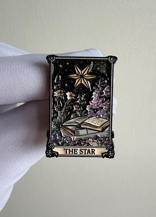 Пін значок металевий брошка «карта таро зірка (the star) з книгою»