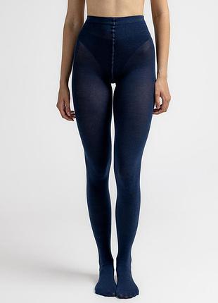Теплі бавовняні колготки giulia lucky cotton 200 2 navy-black iris, 200 den, класичні, середня посадка