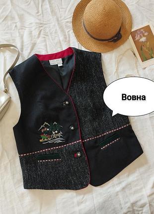 Вінтажний вовняний жилет hilde hess exklusiv bei peter hahn (р. 44/xl-xxl)