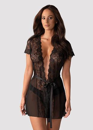L xl alluria robe black черный пеньюар obsessive