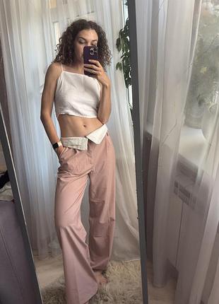 Рожеві штани zara на високий зріст