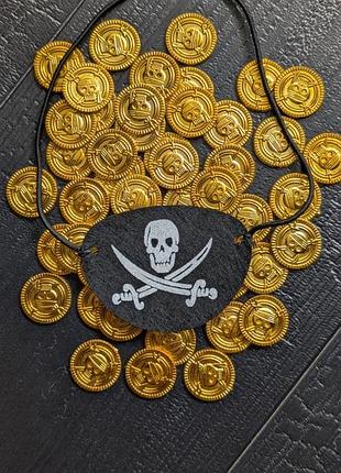 Чорна піратська пов'язка на око череп піратів pirates пірат halloween пірати карибського моря корсар костюм пірата череп хеелловін
