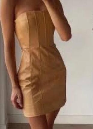 Stunning zara outfit! руда шкіряна сукня xs