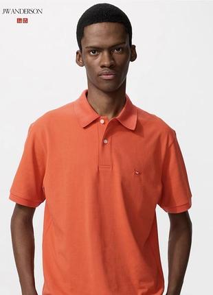 Футболка-поло uniqlo+jw anderson помаранчева dry piqué t-shirt