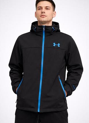 Чоловіча куртка under armour softshell на флісі | вітровка демісезонна | весна/осінь | софтшел
