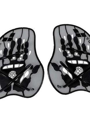 Лопатки для плавания arena vortex evolution hand paddle (95232-015-m) серо-черный m (17 × 18 см)