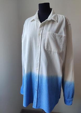 Рубашка мужская вельветовая scotch &amp; soda xxl размер белая с голубым