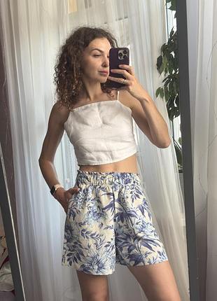 Шорти льон h&m квітковий принт