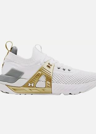 🤍 жіночі кросівки under armour project rock 4 white metallic gold