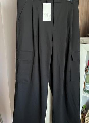 Брюки штани zara , з карманами прямі , xl. десісезон