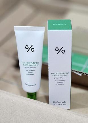 Сонцезахисний крем для нейтралізації почервонінь dr.ceuracle tea tree purifine green up sun 50 мл