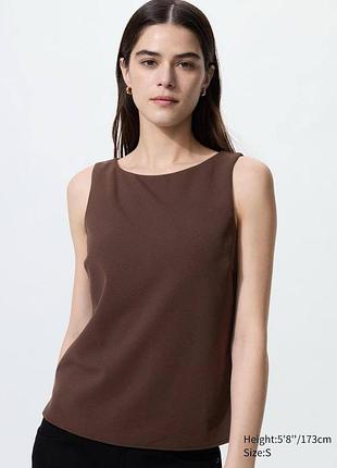 Топ uniqlo коричневий airism crepe jersey boat neck bra top airism