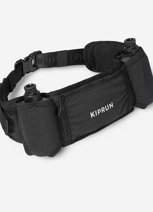 Спортивна сумка ремінь для пляшок з водою 250 мл kiprun belt 500 для біга, фітнесу, чорна