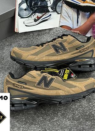Термо кроссовки new balance 740 black brown gore tex, термо