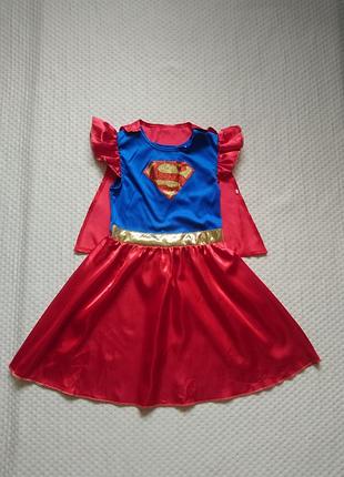 Карнавальна сукня супер дівчина з накидкою на 6-7 років super girl