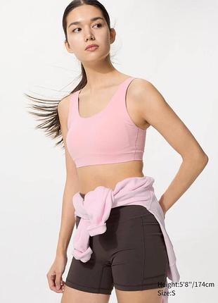 Топ спортивний uniqlo рожевий wireless bra active (airism)