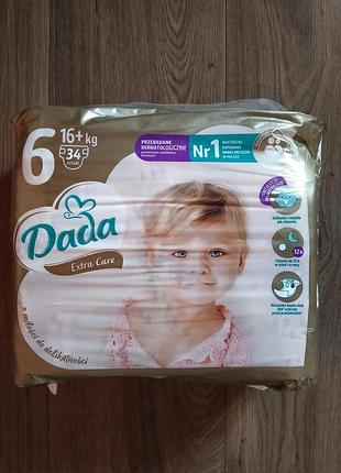 Підгузки / памперси dada extra care, розмір 6, ( 16+ кг ), 34 шт.