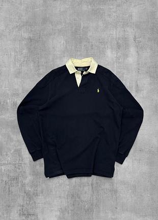 Регбійка polo ralph lauren оригінал чорна кофта ральф лорен лонгслів поло з довгим рукавом