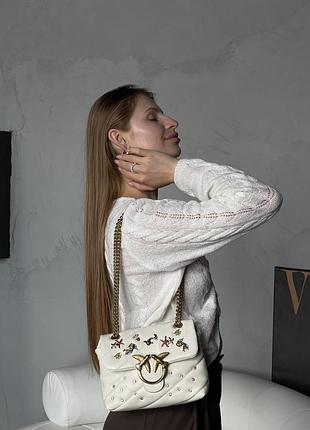 Женская сумка pinko mini love puff sea jewels bag белая