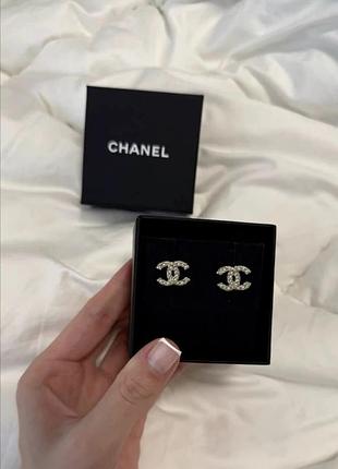 Елегантні брендові сережки chanel | срібло 925 штифт | подарункове пакування коробочка пакет