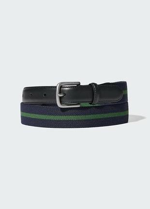Ремінь uniqlo зі шкіряними вставками leather combination striped belt