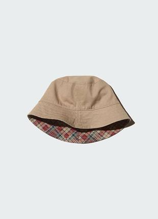 Панама uniqlo бежева uv protection reversible bucket hat