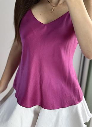 Шовкова майка luna di seta колір фукції 100 % silk made in italy