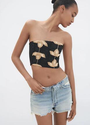 Топ жіночий zara чорний топ бандо с