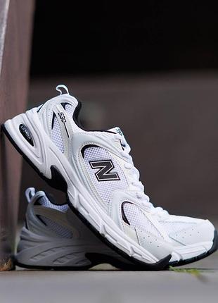 Спортивні кросівки new balance 530 нью баланс білі з чорним для жінок легкі та комфортні