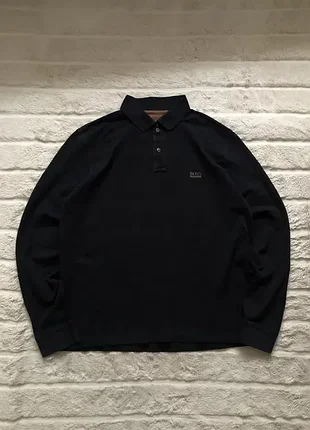Hugo boss (m/l) мужской лонг регбийка с воротником кофта оригинал