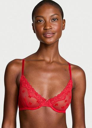 Напівпрозорий бюстгальтер victoria's secret з оксамитовими бантиками