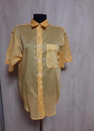 Желтая прозрачная рубашка1 фото