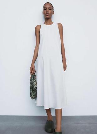 Zara бавовняна довга сукня в стилі мінімализм