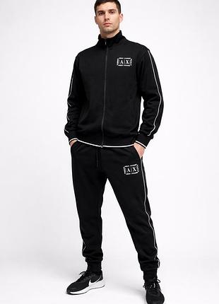 Чоловічий спортивний костюм armani exchange a|x чорний | даблфейс 100% бавовна | туреччина|осінь,весна,демісезонний трикотажний костюм