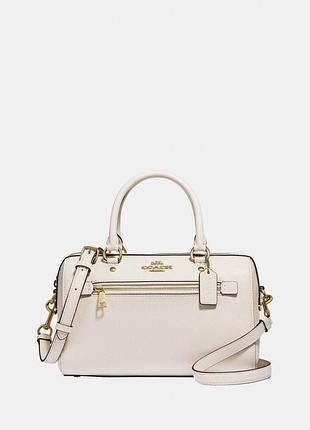 Шкіряна біла оригінальна сумка coach rowan satchel — white / chalk