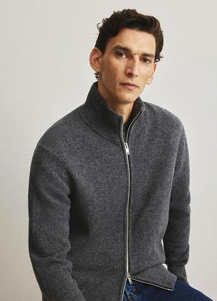 Кардиган чоловічий h&m вовняний светр на блискавці комір гольф s