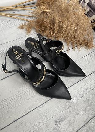 Женские кожаные туфли лодочки с открытой пяткой , босоножки от бренда forever comfort 40/41 размер( по стельке 26 см)