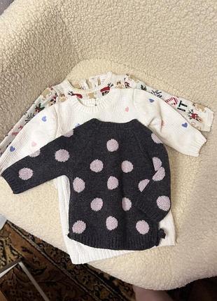 Теплі світерочки на дівчинку 3-6-9-12
