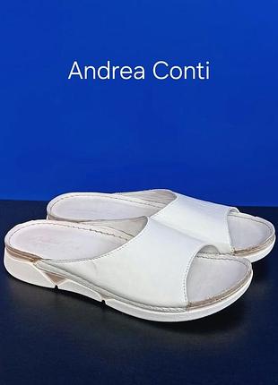 Кожаные женские шлёпанцы сланцы andrea conti оригинал
