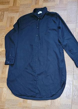 Плаття-сорочка чорне лляне розмір l-xl