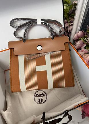 Шкіряна сумка з щільним текстилем люкс herbag 31 cm