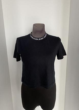Топ футболка calvin klein xs-s чорна 100% котон