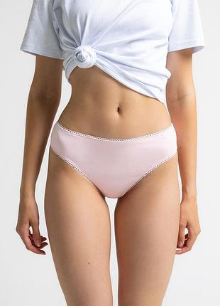 Жіночі бавовняні труси-бразиліана з високою посадкою giulia petal 2246/60 s pink-pale, прилягаючі, з декоративним медальйоном
