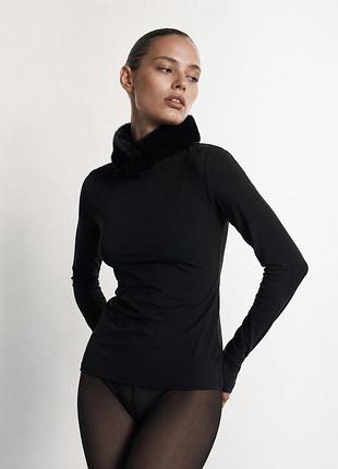 Актуальний трендовий лонгслів з хутром у стилі у2к zara xl uk 16 🔥🔥🔥